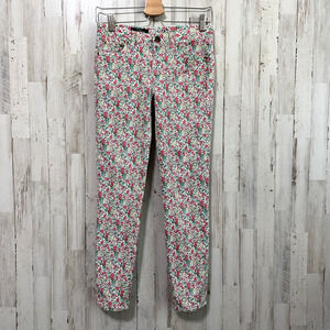 J‎ Crew Toothpick Liberty Ankle Jeans 27 Floral Low Rise Skinny Trendy Stretch